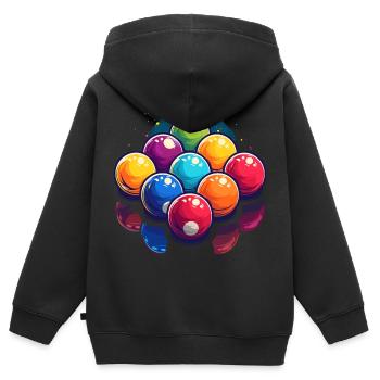Boules de billard Graphique - Sweat Premium à capuche zippé enfant bio - noir - Dos - AI Model Kid Male (0cm)