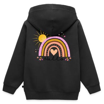 Regenbogen - Kinder Premium Organic Zip Hoodie - Schwarz - Hinten - AI Model Kid Male (0cm)