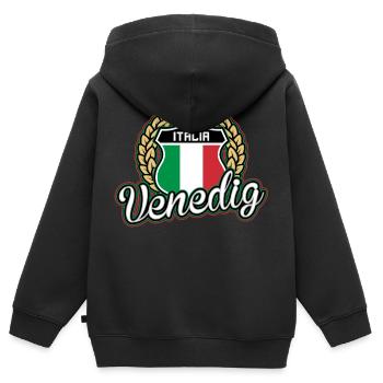 Venise - Sweat Premium à capuche zippé enfant bio - noir - Dos - AI Model Kid Male (0cm)