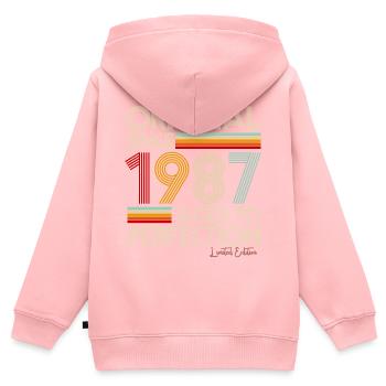 1987 - Kinder Premium Organic Zip Hoodie - Rosa - Hinten - AI Model Kid Female (0cm)