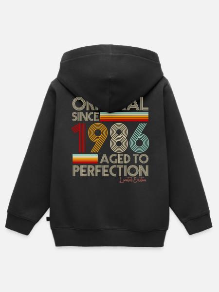1986 - Sweat Premium à capuche zippé enfant bio - noir