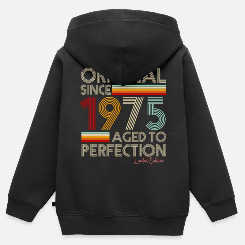 1975 - Kinder Premium Organic Zip Hoodie - Schwarz