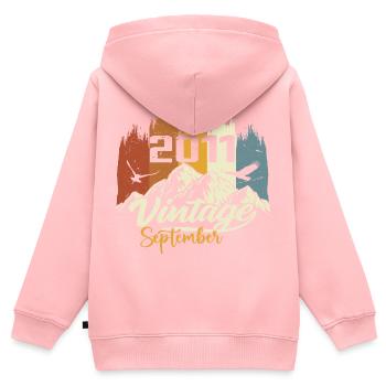 Legends Were Born In September 2011 Vintage 2011 - Kinder Premium Organic Zip Hoodie - Rosa - Hinten - AI Model Kid Female (0cm)