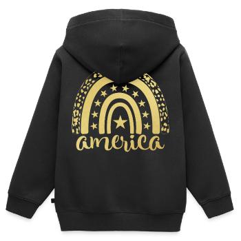 American Dude - Sweat Premium à capuche zippé enfant bio - noir - Dos - AI Model Kid Male (0cm)