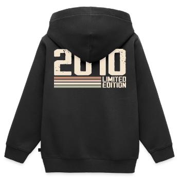 2010 Millésime 2010 Anniversaire 2010 Rétro 2010 - Sweat Premium à capuche zippé enfant bio - noir - Dos - AI Model Kid Male (0cm)