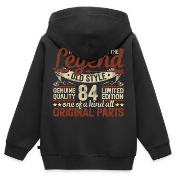 84 ans, légendes 1940 cru 1940 anniversaire - Sweat Premium à capuche zippé enfant bio - noir - Dos - AI Model Kid Male (0cm)