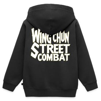 Wing Chun Street Combat Hemd tough - Kinder Premium Organic Zip Hoodie - Schwarz - Hinten - AI Model Kid Male (0cm)