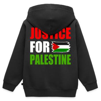 Justice for palestine - Sweat Premium à capuche zippé enfant bio - noir - Dos - AI Model Kid Male (0cm)