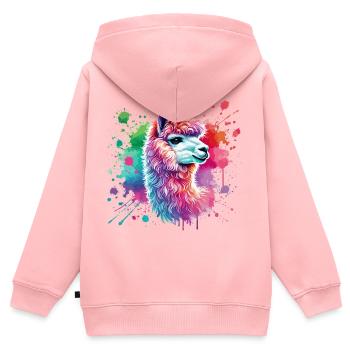 Lama, Alpaka Aquarell - Kinder Premium Organic Zip Hoodie - Rosa - Hinten - AI Model Kid Female (0cm)