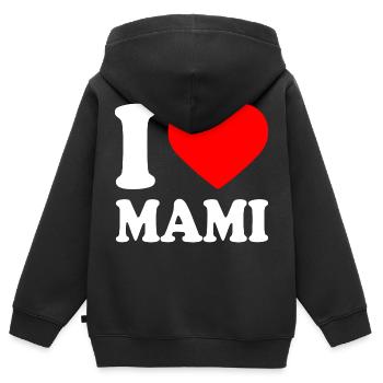 I love mami - Kinder Premium Organic Zip Hoodie - Schwarz - Hinten - AI Model Kid Male (0cm)