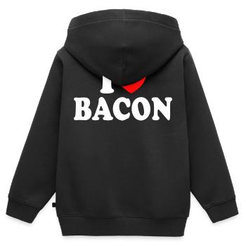 Ich liebe Speck Humor Fleisch Speck - Kinder Premium Organic Zip Hoodie - Schwarz - Hinten - AI Model Kid Male (0cm)