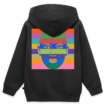 Farbenfrohe Frauenpower - Kinder Premium Organic Zip Hoodie - Schwarz - Hinten - AI Model Kid Male (0cm)