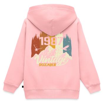 Geburtstagsgeschenk geboren im Dezember 1987 - Kinder Premium Organic Zip Hoodie - Rosa - Hinten - AI Model Kid Female (0cm)