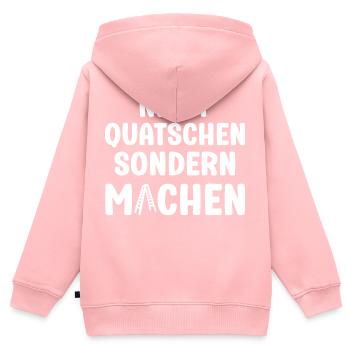Nicht Quatschen sondern Machen Motivation Spruch - Kinder Premium Organic Zip Hoodie - Rosa - Hinten - AI Model Kid Female (0cm)