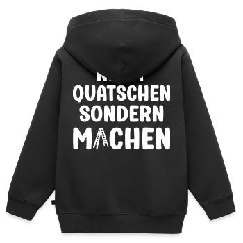Nicht Quatschen sondern Machen Motivation Spruch - Kinder Premium Organic Zip Hoodie - Schwarz - Hinten - AI Model Kid Male (0cm)