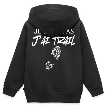 Ich kann nicht, ich habe eine Spur - Kinder Premium Organic Zip Hoodie - Schwarz - Hinten - AI Model Kid Male (0cm)