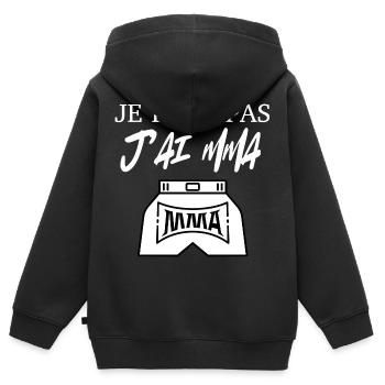 Ich kann nicht, ich habe MMA - Kinder Premium Organic Zip Hoodie - Schwarz - Hinten - AI Model Kid Male (0cm)