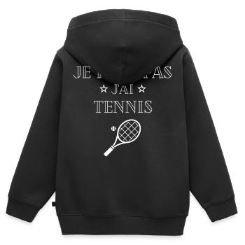je peux pas j'ai tennis - Sweat Premium à capuche zippé enfant bio - noir - Dos - AI Model Kid Male (0cm)