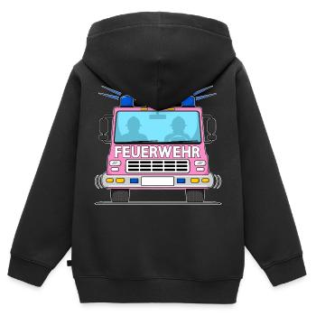 Feuerwehrauto in Rosa - Kinder Premium Organic Zip Hoodie - Schwarz - Hinten - AI Model Kid Male (0cm)