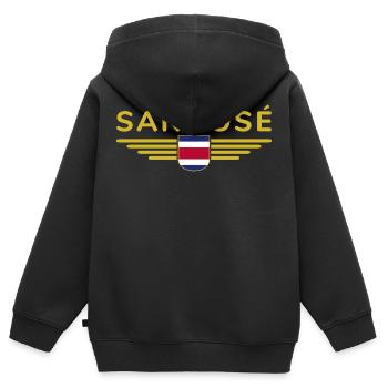 San José T-Shirt – Costa Rica Vibes - Kinder Premium Organic Zip Hoodie - Schwarz - Hinten - AI Model Kid Male (0cm)