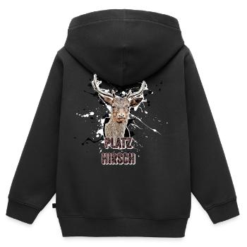 Platzhirsch - Kinder Premium Organic Zip Hoodie - Schwarz - Hinten - AI Model Kid Male (0cm)