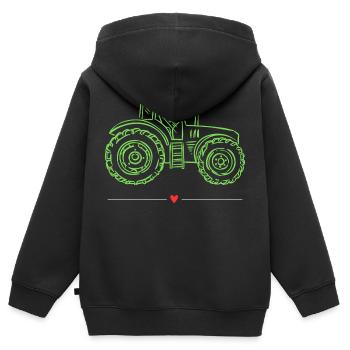 Tractor / tractor / tractor - Kids Premium Organic Zip-up Hoodie - black - Back - AI Model Kid Male (0cm)