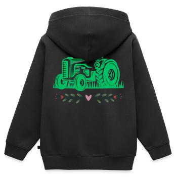 Tractor / tractor / tractor - Kids Premium Organic Zip-up Hoodie - black - Back - AI Model Kid Male (0cm)