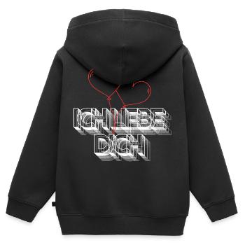 Je t’aime - Sweat Premium à capuche zippé enfant bio - noir - Dos - AI Model Kid Male (0cm)