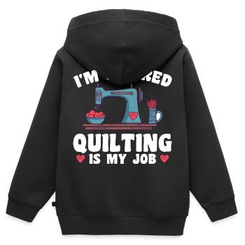 Quilten Frauen Mama Oma Stich Näherin Quilter - Kinder Premium Organic Zip Hoodie - Schwarz - Hinten - AI Model Kid Male (0cm)