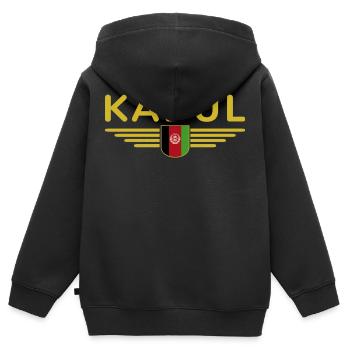 Kabul Design – Herz Afghanistans - Kinder Premium Organic Zip Hoodie - Schwarz - Hinten - AI Model Kid Male (0cm)