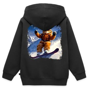 Planche à neige pour chat - Sweat Premium à capuche zippé enfant bio - noir - Dos - AI Model Kid Male (0cm)