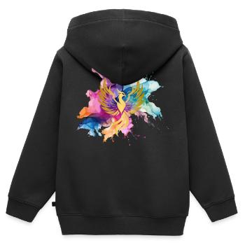 Phönix - Kinder Premium Organic Zip Hoodie - Schwarz - Hinten - AI Model Kid Male (0cm)