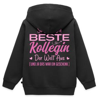 Arbeitskollegin Geschenkidee Beste Kollegin - Kinder Premium Organic Zip Hoodie - Schwarz - Hinten - AI Model Kid Male (0cm)