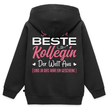 Arbeitskollegin Geschenkidee Beste Kollegin - Kinder Premium Organic Zip Hoodie - Schwarz - Hinten - AI Model Kid Male (0cm)