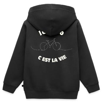 Radfahren ist Leben,Radfahren,Radfahrer,Radfahren - Kinder Premium Organic Zip Hoodie - Schwarz - Hinten - AI Model Kid Male (0cm)
