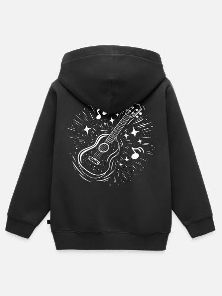Ukulele Zeichnung - Kinder Premium Organic Zip Hoodie - Schwarz