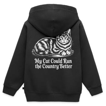 Meine Katze würde das Land besser regieren - Kinder Premium Organic Zip Hoodie - Schwarz - Hinten - AI Model Kid Male (0cm)