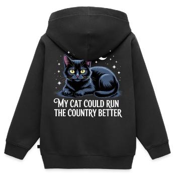 Meine Katze würde das Land besser regieren - Kinder Premium Organic Zip Hoodie - Schwarz - Hinten - AI Model Kid Male (0cm)