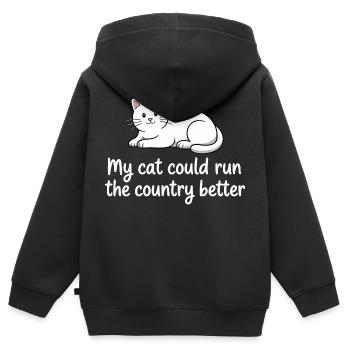 Meine Katze würde das Land besser regieren - Kinder Premium Organic Zip Hoodie - Schwarz - Hinten - AI Model Kid Male (0cm)
