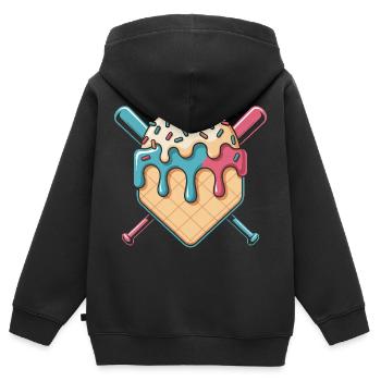 Eis-Baseballspieler - Kinder Premium Organic Zip Hoodie - Schwarz - Hinten - AI Model Kid Male (0cm)