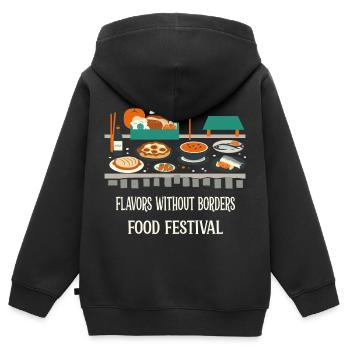 Street Food Festival - Kinder Premium Organic Zip Hoodie - Schwarz - Hinten - AI Model Kid Male (0cm)
