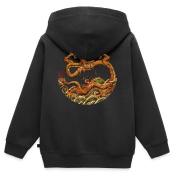 Chinesisch_Drache_Verbotenen Stadt_Zhenglong - Kids Premium Organic Zip-up Hoodie - black - Back - AI Model Kid Male (0cm)