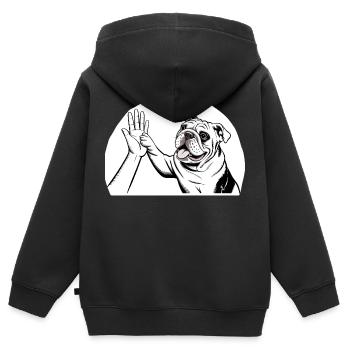 Englische Bulldogge - Kinder Premium Organic Zip Hoodie - Schwarz - Hinten - AI Model Kid Male (0cm)