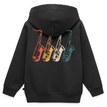 Saxophon Saxophon Saxophon - Kinder Premium Organic Zip Hoodie - Schwarz - Hinten - AI Model Kid Male (0cm)