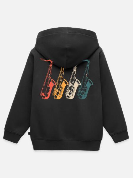 Saxophon Saxophon Saxophon - Kinder Premium Organic Zip Hoodie - Schwarz