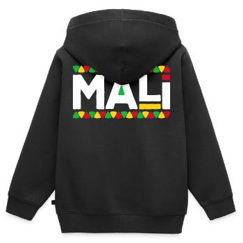 Malien Drapeau Mali - Sweat Premium à capuche zippé enfant bio - noir - Dos - AI Model Kid Male (0cm)