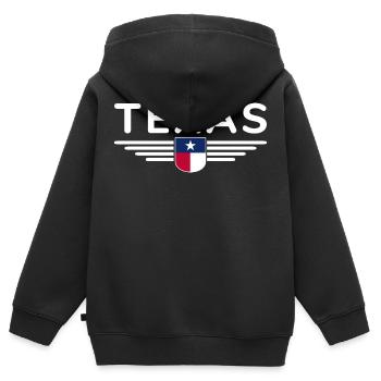 Texas Fan T-Shirt – Lone Star Style - Kinder Premium Organic Zip Hoodie - Schwarz - Hinten - AI Model Kid Male (0cm)