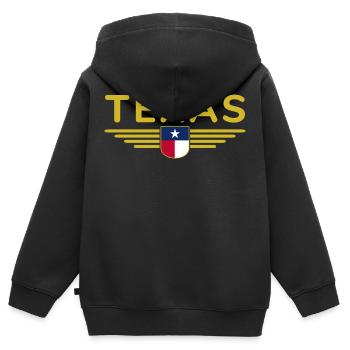 Texas Fan T-Shirt – Lone Star Style - Kinder Premium Organic Zip Hoodie - Schwarz - Hinten - AI Model Kid Male (0cm)