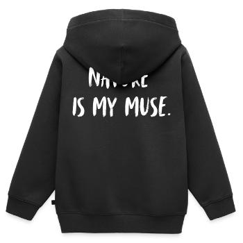 La nature est mon inspiration. La nature est à moi. - Sweat Premium à capuche zippé enfant bio - noir - Dos - AI Model Kid Male (0cm)