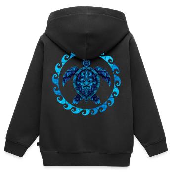 Buntglas Hawaiianische Maori-Meeresschildkröte - Kinder Premium Organic Zip Hoodie - Schwarz - Hinten - AI Model Kid Male (0cm)